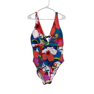 NWT Swimsuit One Piece Size XXL Open back Tropical